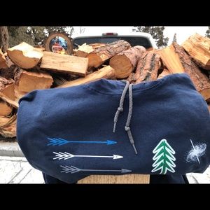 3 Arrows Navy Hooded T-Shirt